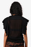 Isabel Marant Etoile Black Chiffon Embroidered Top Size 34