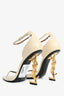 Saint Laurent Cream Leather 'Opyum' Heeled Sandals Size 39