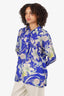 Dries van Noten Blue Floral Silk Button-Up Size 40 (As Is)