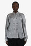 Giorgio Armani Black/White Printed Silk Button-Up Blouse Size 44