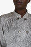 Giorgio Armani Black/White Printed Silk Button-Up Blouse Size 44