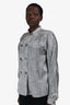 Giorgio Armani Black/White Printed Silk Button-Up Blouse Size 44