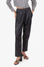 Brunello Cucinelli Grey Metallic Leather Balloon Pants Size 36
