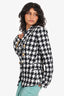 Balmain White/Black Houndstooth Tweed Double Breasted Blazer Size 38