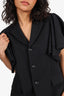 Comme des Garcons Black Wool Ruffle Short Sleeve Button-Up Blazer Size S