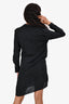 3.1 Phillip Lim Black Silk Embroidered Collar Buttoned Dress Size 6
