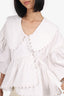 Kika Vargas White Scallop-Trim Puffy-Sleeve Top with Removable Collar Size S