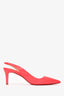 Christian Louboutin Neon Pink Patent Leather Sling Back Heels Size 36