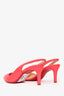 Christian Louboutin Neon Pink Patent Leather Sling Back Heels Size 36