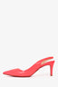 Christian Louboutin Neon Pink Patent Leather Sling Back Heels Size 36