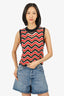 Ganni Black/Red Crochet Zig-Zag Vest Size M