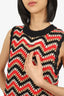 Ganni Black/Red Crochet Zig-Zag Vest Size M