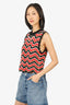 Ganni Black/Red Crochet Zig-Zag Vest Size M