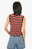 Ganni Black/Red Crochet Zig-Zag Vest Size M