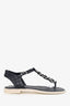 Pre-Loved Chanel™ Black Chain Detail T-Strap Sandals Size 38.5