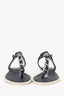 Pre-Loved Chanel™ Black Chain Detail T-Strap Sandals Size 38.5