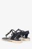 Pre-Loved Chanel™ Black Chain Detail T-Strap Sandals Size 38.5