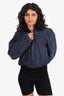 T By Alexander Wang Navy Denim Hooded Cropped Zip Up Jacket Size S