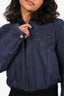 T By Alexander Wang Navy Denim Hooded Cropped Zip Up Jacket Size S
