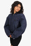 T By Alexander Wang Navy Denim Hooded Cropped Zip Up Jacket Size S