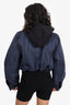T By Alexander Wang Navy Denim Hooded Cropped Zip Up Jacket Size S