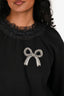 Needle & Thread Black Cotton Bow Embroidered Ruffle Sweatshirt Size XS