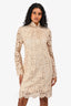 TWINSET Beige Lace Long Sleeve Mock Neck Dress Size S