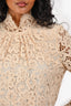 TWINSET Beige Lace Long Sleeve Mock Neck Dress Size S