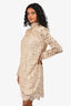 TWINSET Beige Lace Long Sleeve Mock Neck Dress Size S