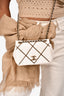 Pre-Loved Chanel™ 2021 Cream Leather Small 'Entwined' Chain Quilted Mini Flap