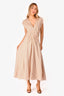 Sandro Yellow/Navy/Blush Striped V-Neck Sleeveless Midi Dress Size 42