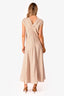 Sandro Yellow/Navy/Blush Striped V-Neck Sleeveless Midi Dress Size 42
