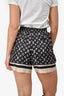 Louis Vuitton Navy Blue/Cream Monogram Silk Shorts Size 36