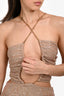 Eliya The Label Beige Sequin Halterneck 'Cassie' Jumpsuit Size XS