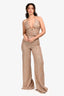 Eliya The Label Beige Sequin Halterneck 'Cassie' Jumpsuit Size M