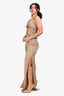 Eliya The Label Beige Sequin Halterneck 'Cassie' Jumpsuit Size M