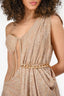 Eliya The Label Beige Sequined Gold Chain Detail 'Annalise' Gown Size M with Tags