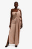 Eliya The Label Beige Sequined Gold Chain Detail 'Annalise' Gown Size L