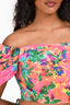Elliatt Pink/Green Cotton Off the Shoulder Crop Top Size S