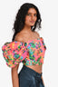 Elliatt Pink/Green Cotton Off the Shoulder Crop Top Size S