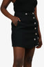 Tibi Black Silver Buttons Mini Skirt Size 8