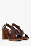 Prada Brown Leather Block Heel Sandals Size 37