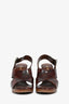 Prada Brown Leather Block Heel Sandals Size 37