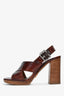 Prada Brown Leather Block Heel Sandals Size 37