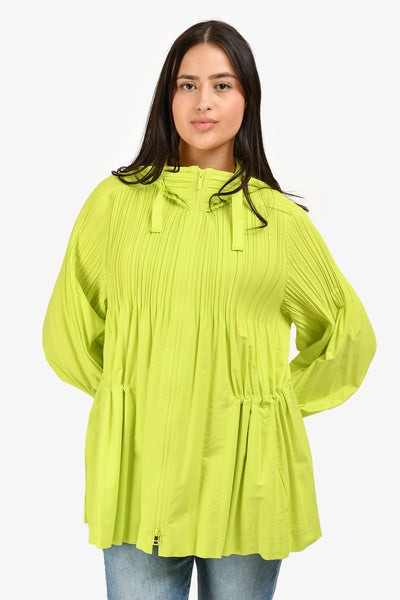 Pleats Please Issey Miyake Neon Yellow Pleated Cinched Waisted  