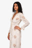 Vilshenko White/Pink Floral V-Neck Dress Size 8