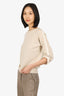 Brunello Cucinelli Cream Cashmere Beaded Sleeves Detail Sweater Size XX-Small