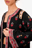 Ulla Johnson Black/Red Embroidered Detailed Zip Up Coat Size L