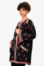 Ulla Johnson Black/Red Embroidered Detailed Zip Up Coat Size L