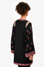 Ulla Johnson Black/Red Embroidered Detailed Zip Up Coat Size L